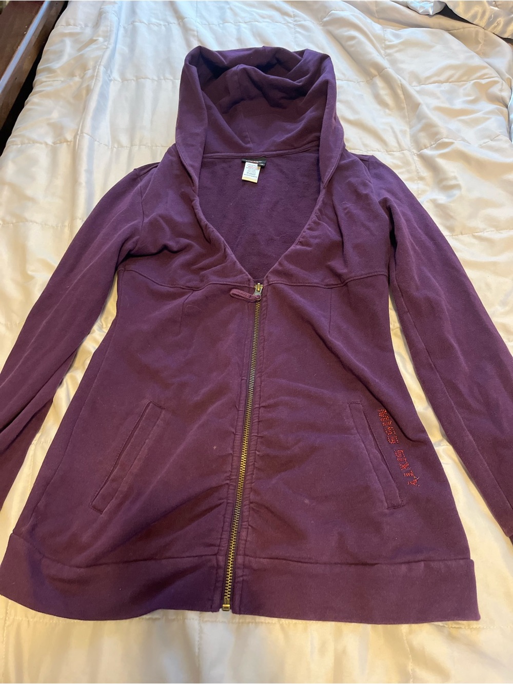 VTG Miss Sixty Deep Purple Plunge v neck Zip-Up Hoodie size small